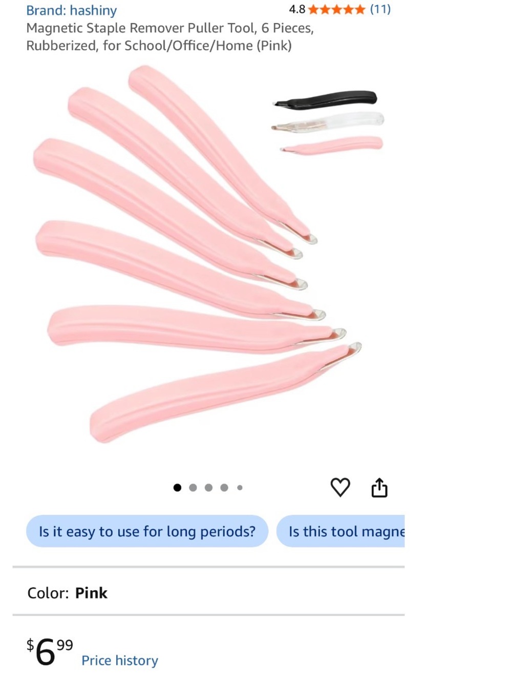 Pink Rubberized Staple Remover Set